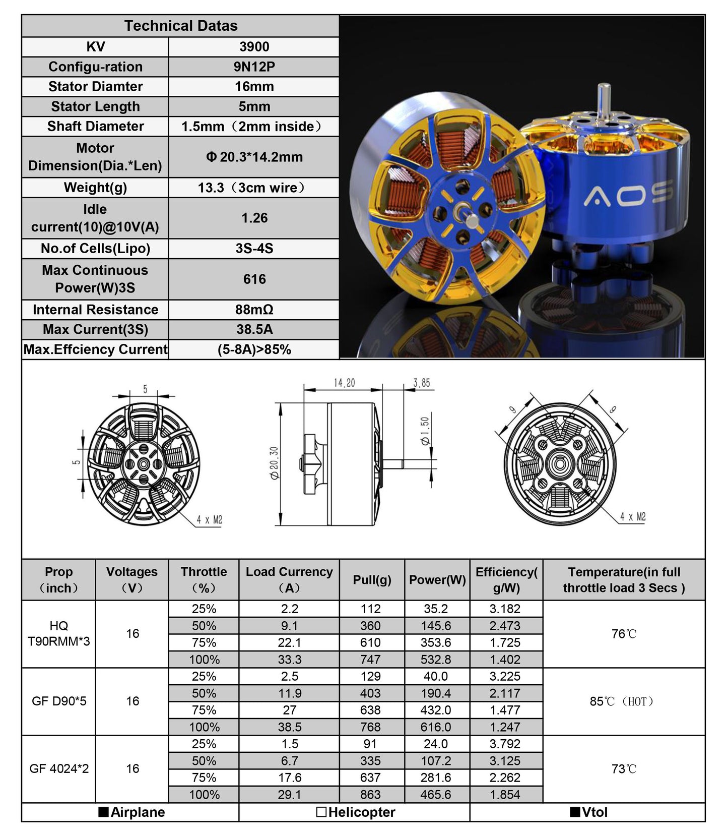 AOS Supernova 1605 3900Kv Motor