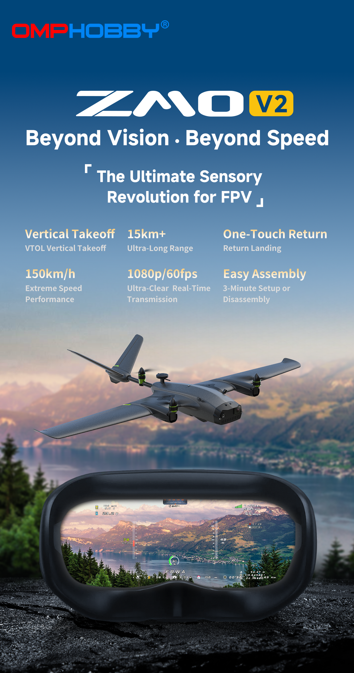 OMPHOBBY ZMO V2 VTOL FPV Drone Aircraft (PNP)