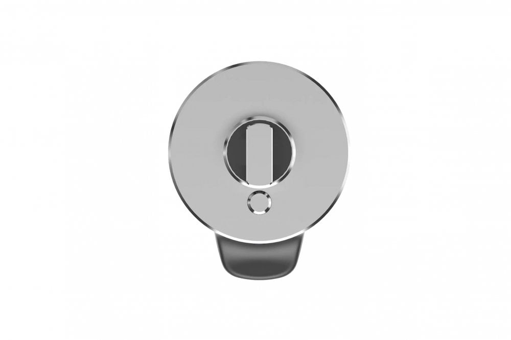 Chrome door handle on a white background
