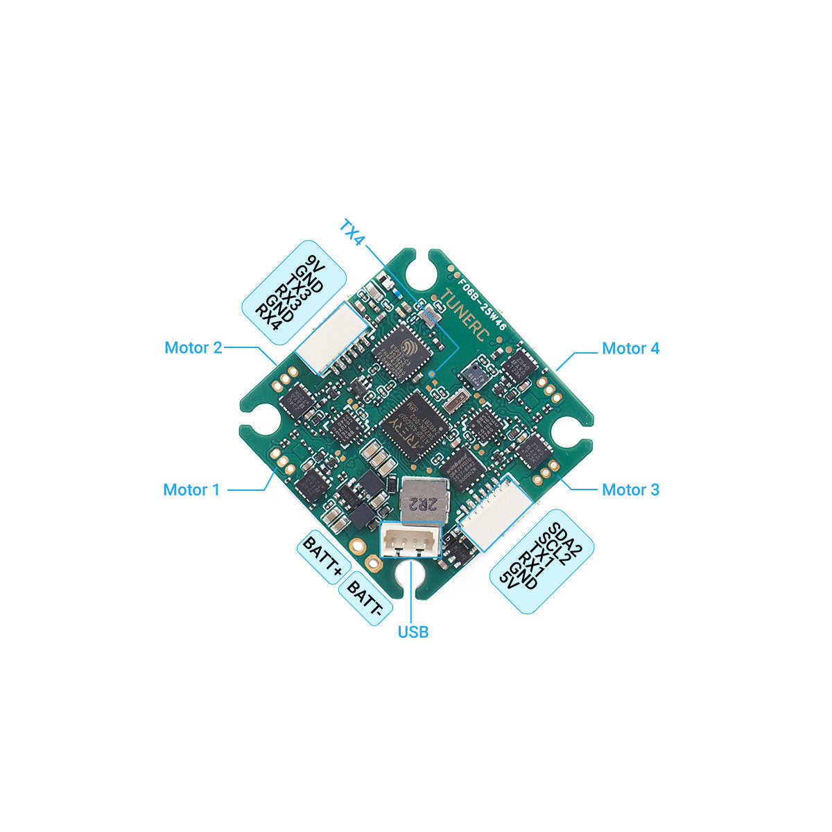 TUNERC EZ3 1S-2S HD AIO Flight Controller - 12A ESC & ELRS