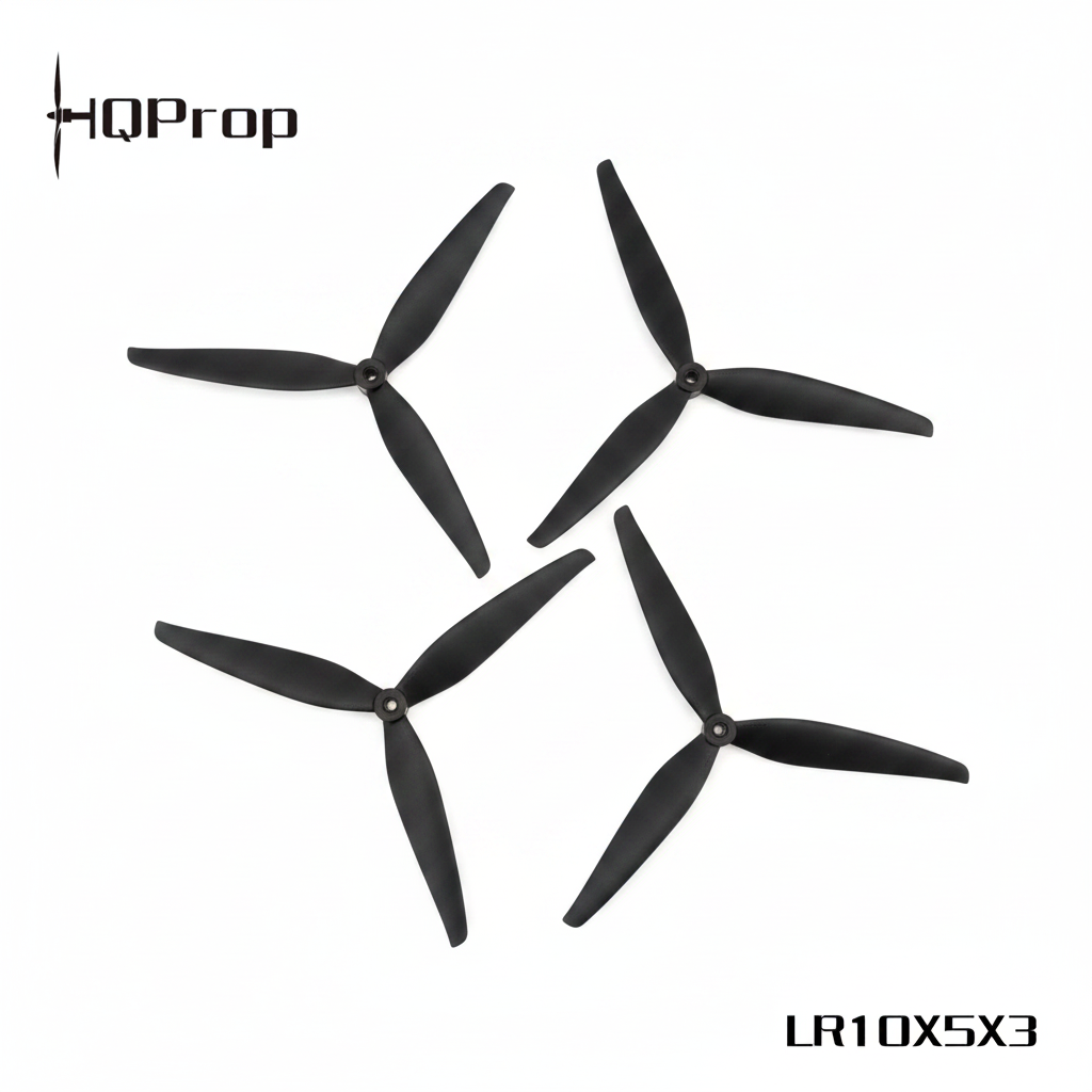 Two black propellers with 'HQProp' branding on a white background