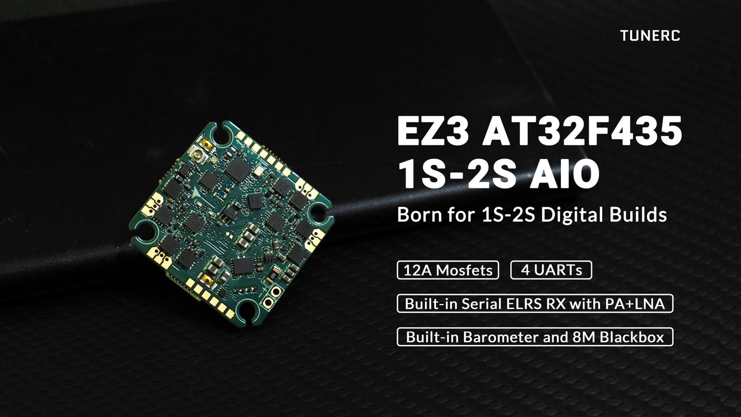 TUNERC EZ3 1S-2S HD AIO Flight Controller - 12A ESC & ELRS
