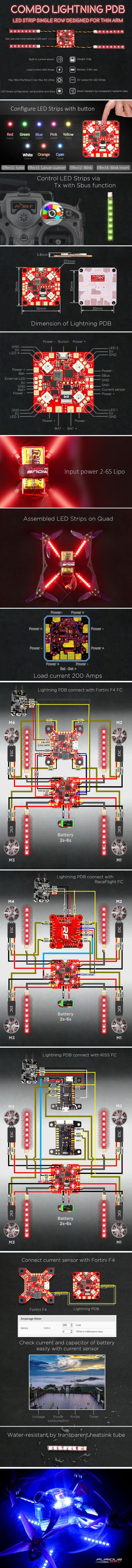 FuriousFPV Lightning PDB with Single Row LED Strip