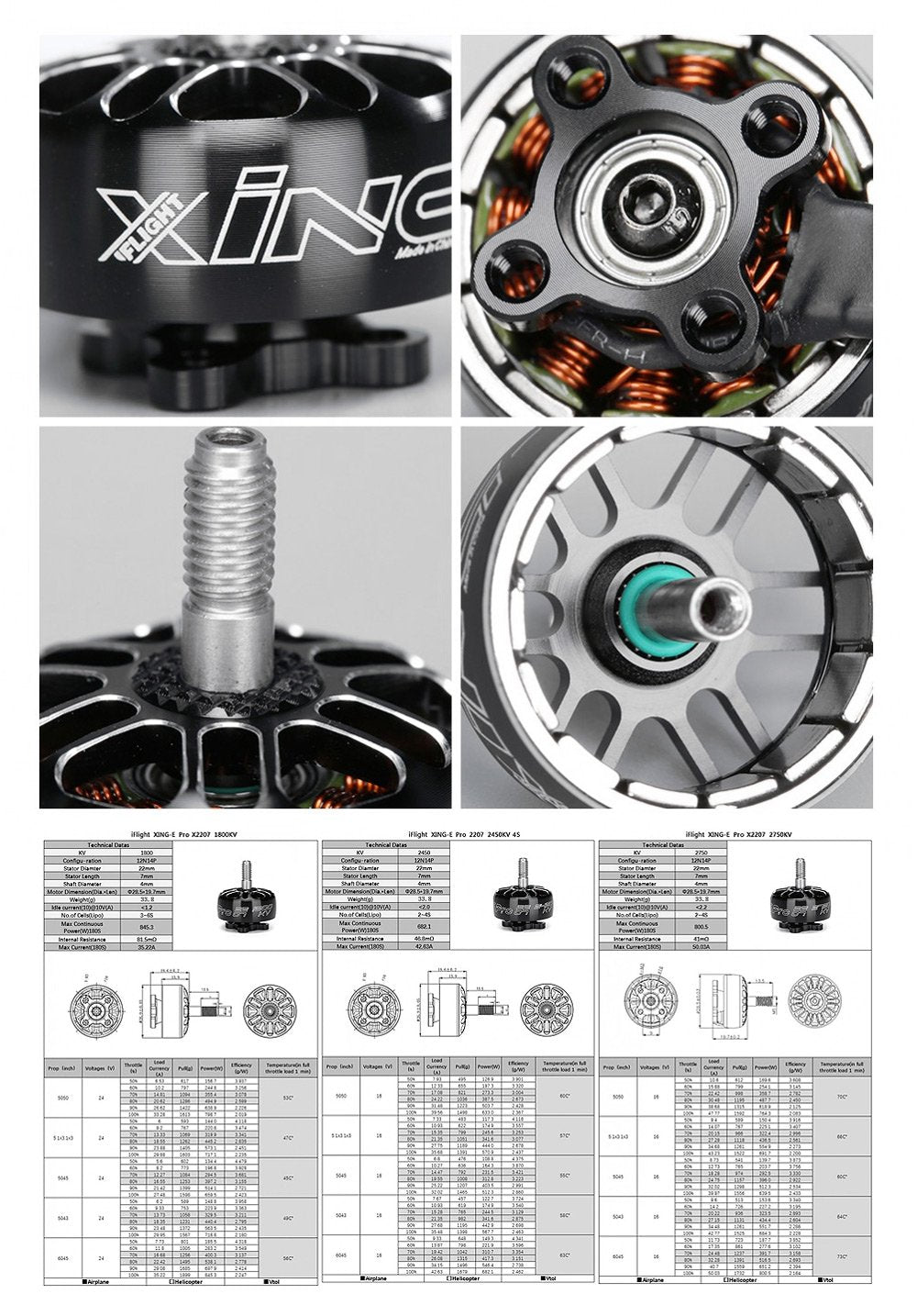iFlight XING-E Pro 2207 Brushless Motor 2-6S (1800Kv, 2450Kv)