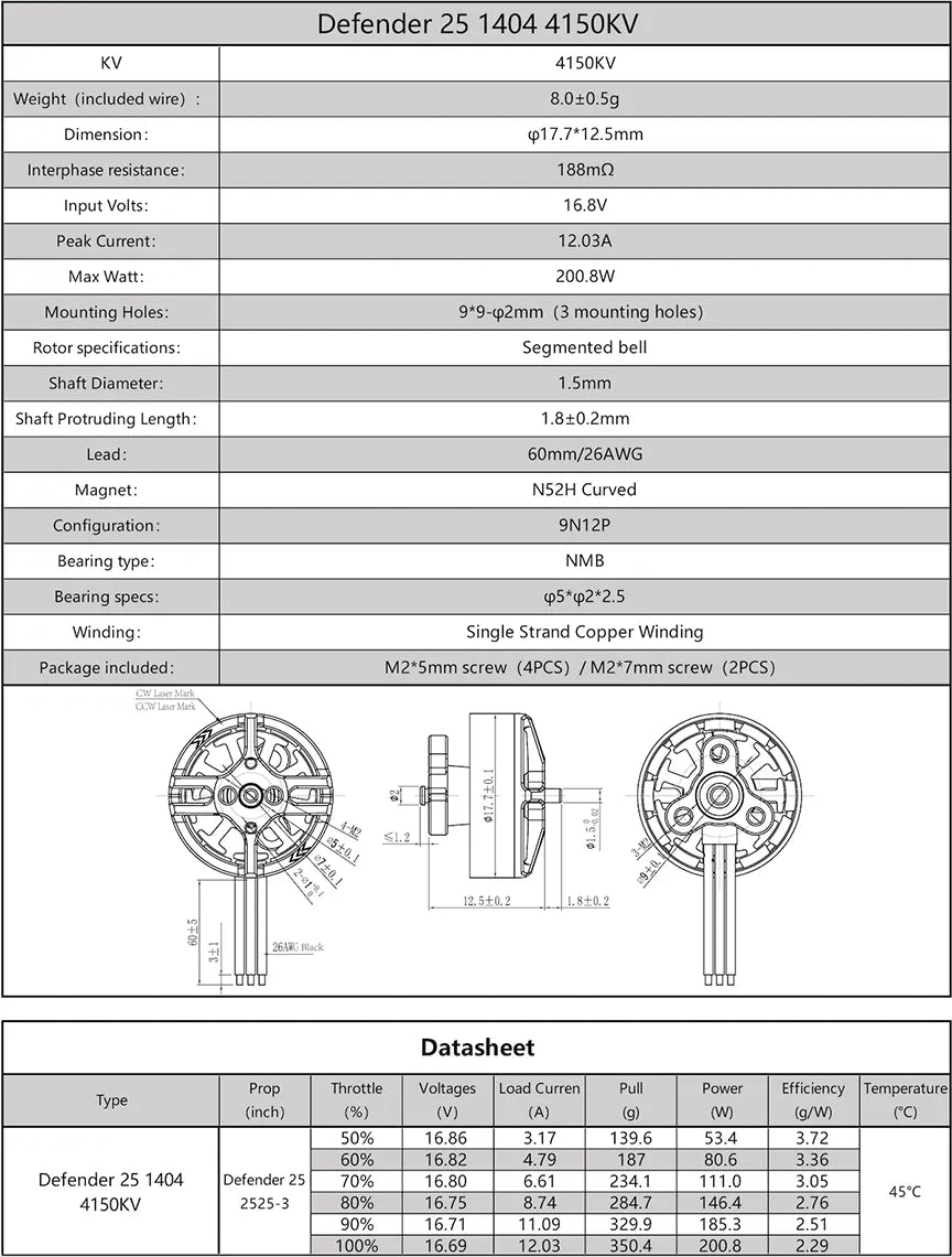 iFlight Defender 25 1404 Motor 4150kV