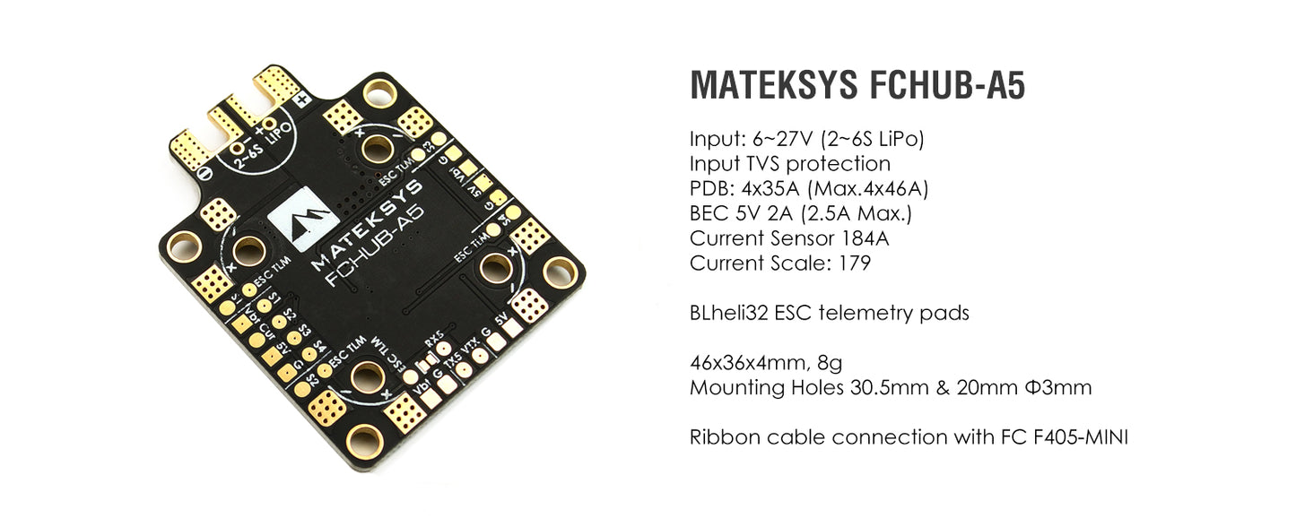 Matek FCHUB-A5 PDB with 184A Current Sensor/5V BEC