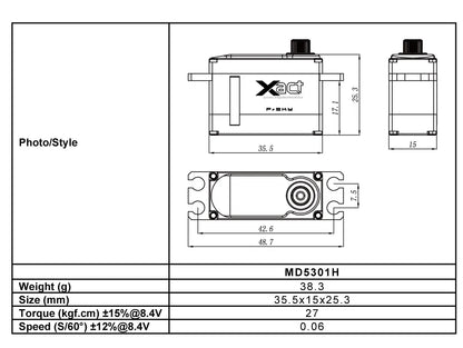 FrSky Xact MD5301H MIDI HV 8.4V Servo