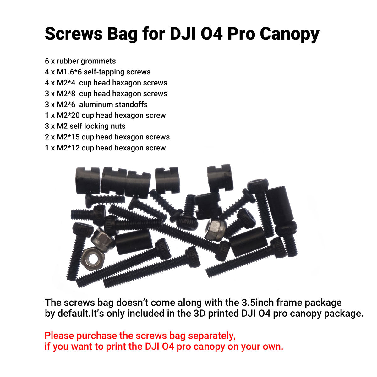 Screws Bag for DJI O4 Pro Canopy