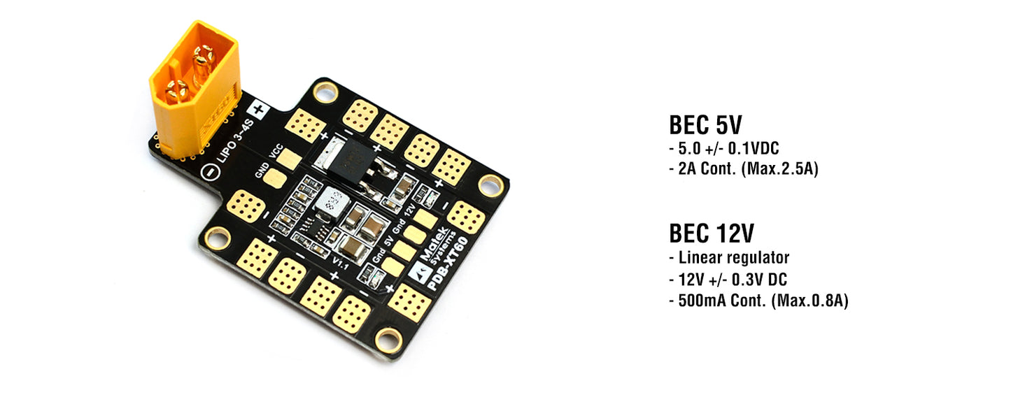 Matek PDB-XT60 w/ BEC 5V & 12V