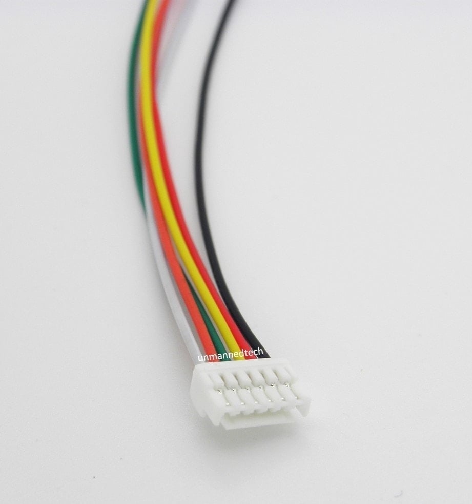 6 pin male JST GH1.25 connectors 20cm (Pixhack cables) - Pack of 5