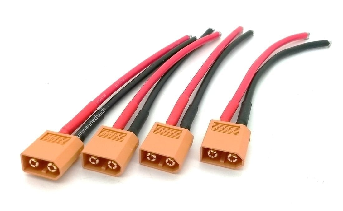 Male XT60 wire - 10cm (Pack of 4)