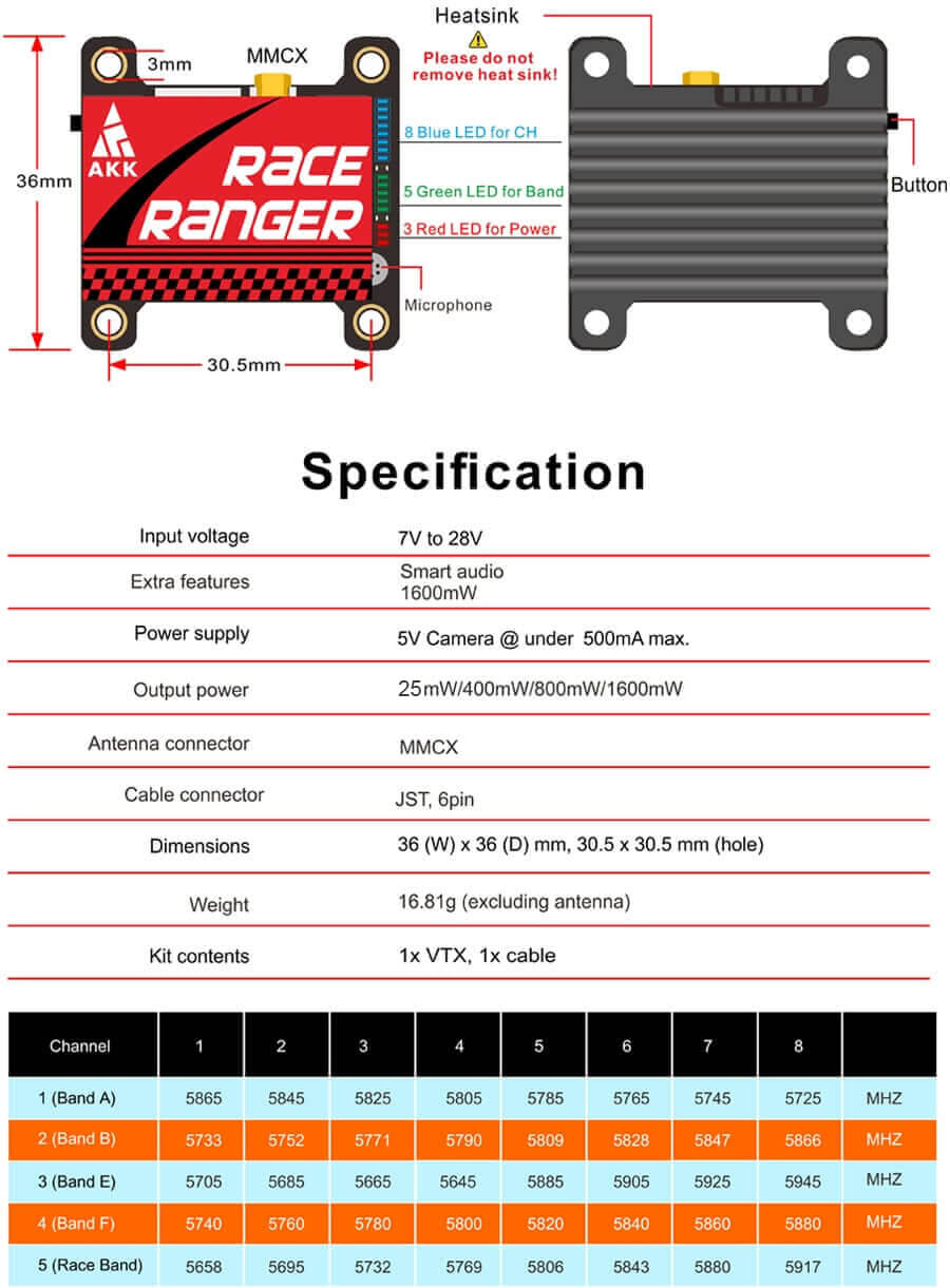 AKK Race Ranger Analog Long Range VTX