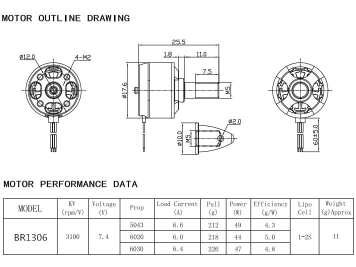 RacerStar BR1306 Brushless Motor