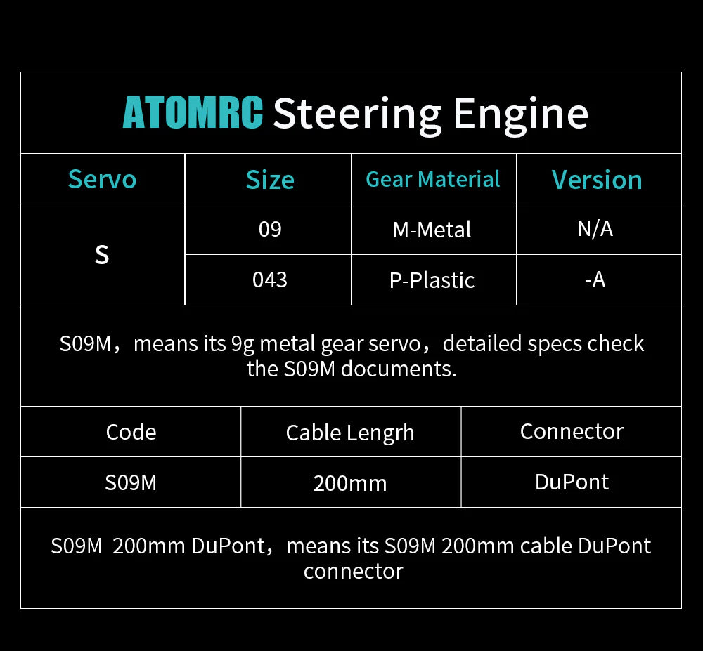 ATOMRC S09M Metal 9g Servo