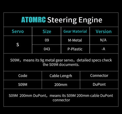 ATOMRC S09M Metal 9g Servo