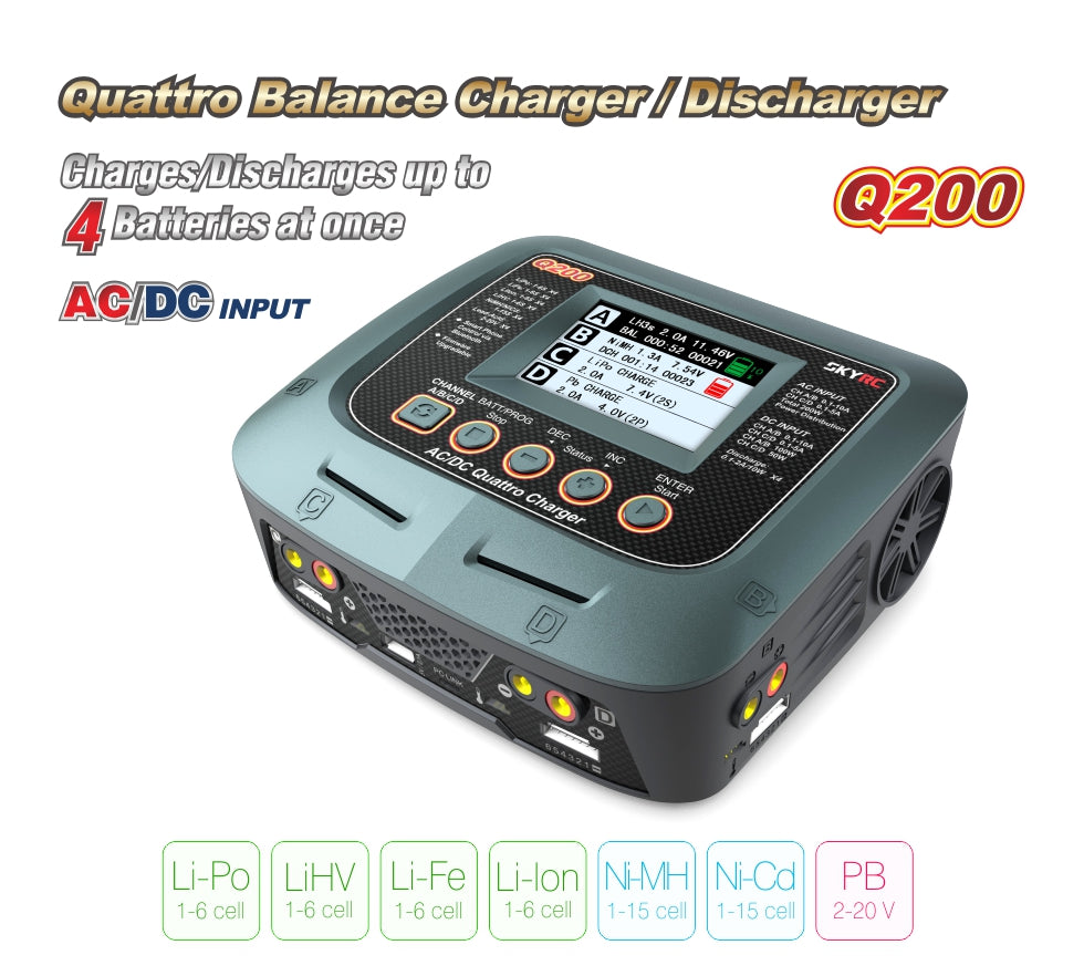 SkyRC Q200 AC/ DC Quattro Balance Charger / Discharger