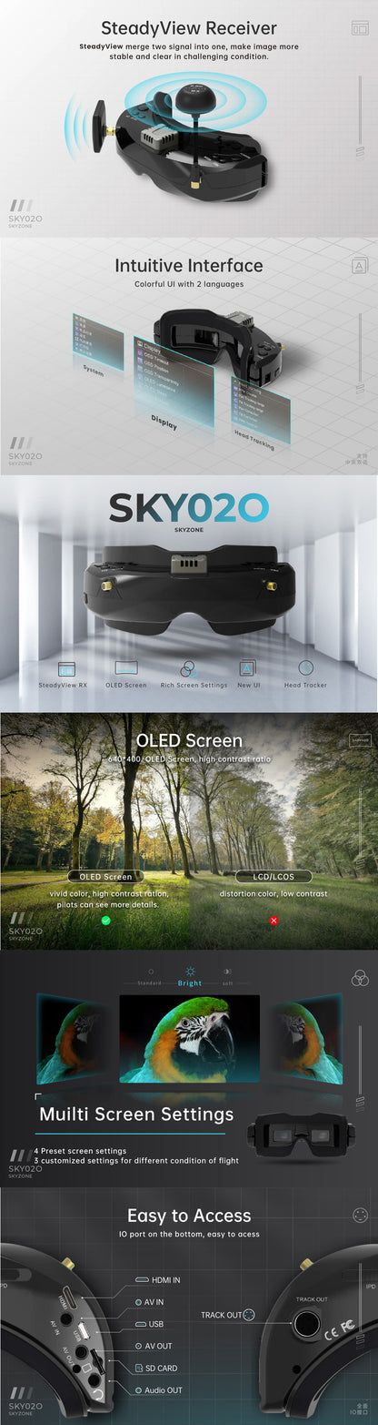Skyzone SKY02O OLED 5.8GHz FPV Goggles