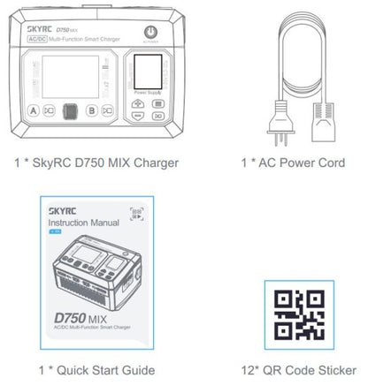 SkyRC D750 MIX Dual Channel 1600W Smart AC/DC Charger & DC Power Supply (1-8S)